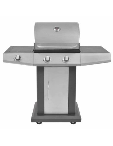 Griglia a Gas con Bruciatore Argento Acciaio con Tubo Metallico