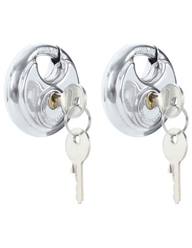 Lucchetti Discus con Chiavi 2 pcs Argento 6 x 2.3 x 6 cm