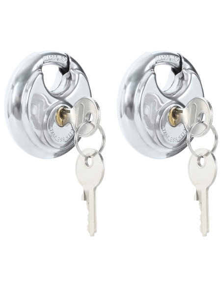 Lucchetti Discus con Chiavi 2 pcs Argento 7 x 2.4 x 7 cm