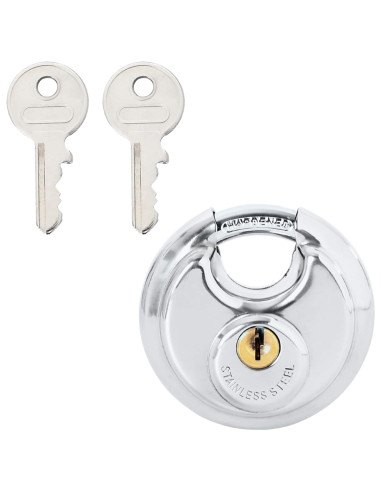 Lucchetti Discus con Chiavi 2 pcs Argento 7 x 2.4 x 7 cm