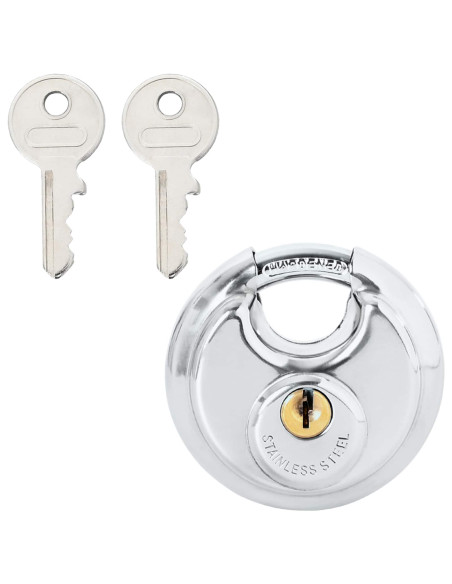 Lucchetti Discus con Chiavi 2 pcs Argento 7 x 2.4 x 7 cm