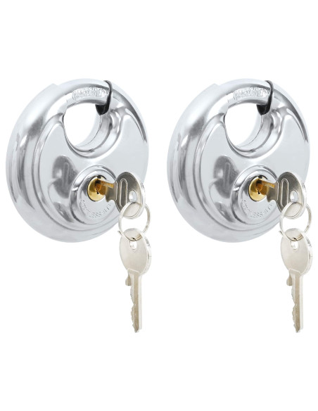 Lucchetti Discus con Chiavi 2 pcs Argento 8 x 2.8 x 8 cm