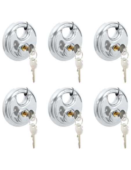 Lucchetti Discus con Chiavi 6 pcs Argento 8 x 2.8 x 8 cm