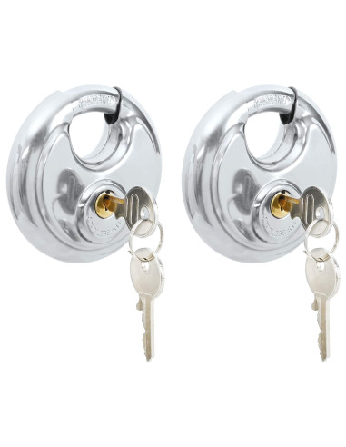 Lucchetti a disco con chiavi 2 pcs Argento 9 x 2.8 x 9 cm