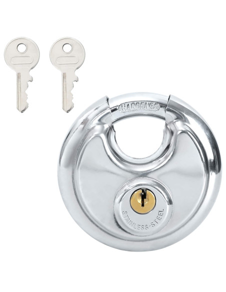 Lucchetti a disco con chiavi 2 pcs Argento 9 x 2.8 x 9 cm