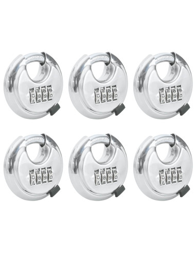 Lucchetti Discus con Chiavi 6 pcs Argento 7 x 2.3 x 7 cm