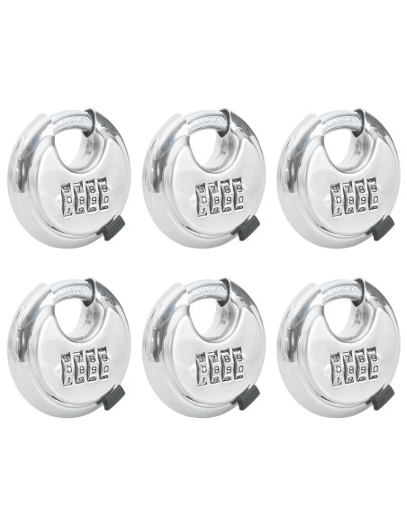Lucchetti Discus con Chiavi 6 pcs Argento 7 x 2.3 x 7 cm