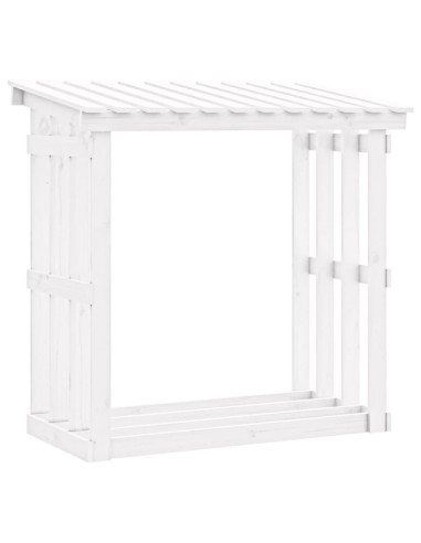 Portalegna Bianco 108x64,5x109 cm in Legno Massello di Pino
