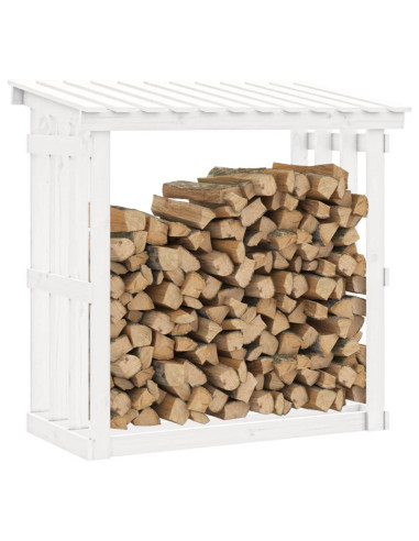 Portalegna Bianco 108x64,5x109 cm in Legno Massello di Pino