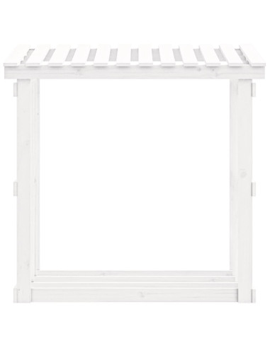 Portalegna Bianco 108x64,5x109 cm in Legno Massello di Pino