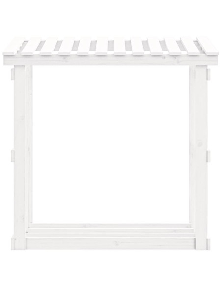Portalegna Bianco 108x64,5x109 cm in Legno Massello di Pino
