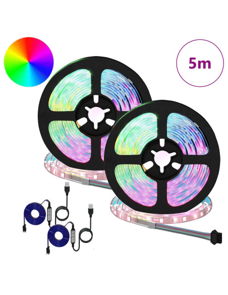 Striscia LED 2 pcs Nero e trasparente 2500 mm Rame e plastica