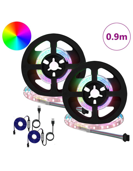 Striscia LED 2 pcs Nero e trasparente 450 mm Rame e plastica