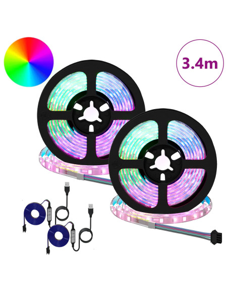 Striscia LED 2 pcs Nero e trasparente 1700 mm Rame e plastica