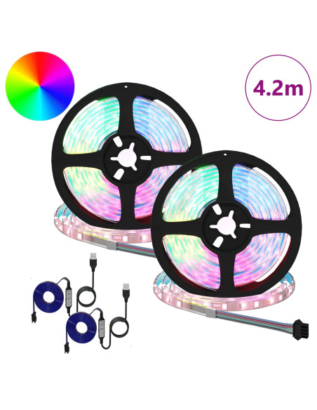 Striscia LED 2 pcs Nero e trasparente 210 x 0,8 x 0,3 cm