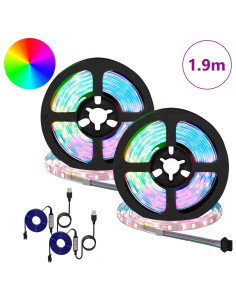 Striscia LED 2 pcs Nero e trasparente 950 mm Rame e plastica 2