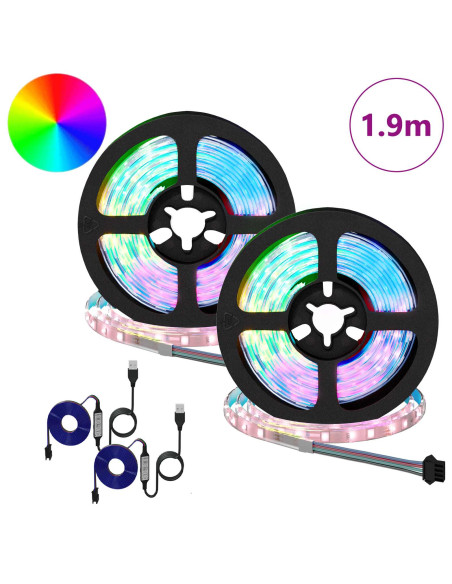 Striscia LED 2 pcs Nero e trasparente 950 mm Rame e plastica