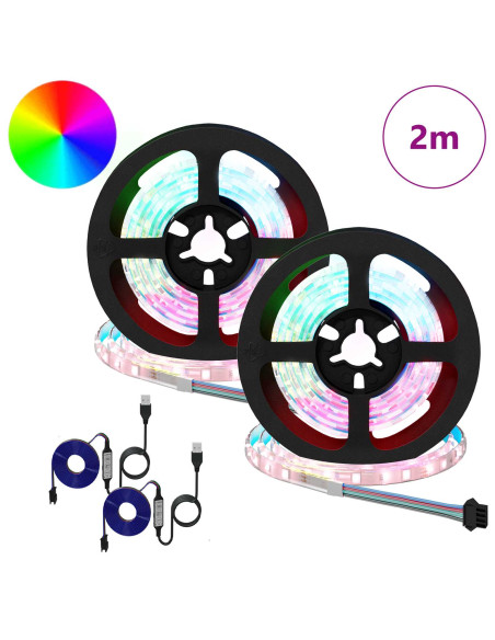 Striscia LED 2 pcs Nero e trasparente 1000 mm Rame e plastica