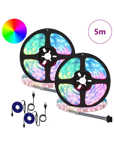 Striscia LED 2 pcs Nero e trasparente 2500 mm Rame e plastica