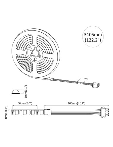 Striscia LED 2 pcs Nero e trasparente 3000 mm Rame e plastica