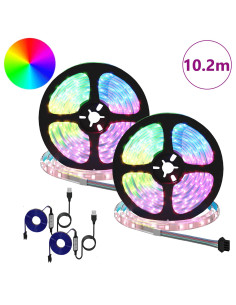 Striscia LED 2 pcs Nero e trasparente 5100 mm Rame e plastica 2