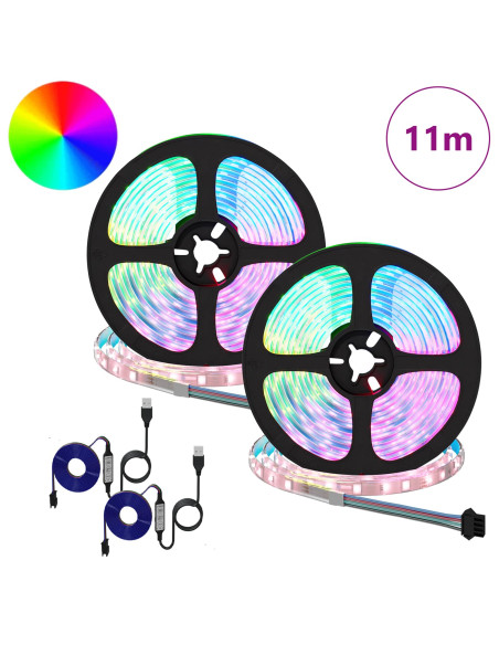 Striscia LED 2 pcs Nero e trasparente 5500 mm Rame e plastica