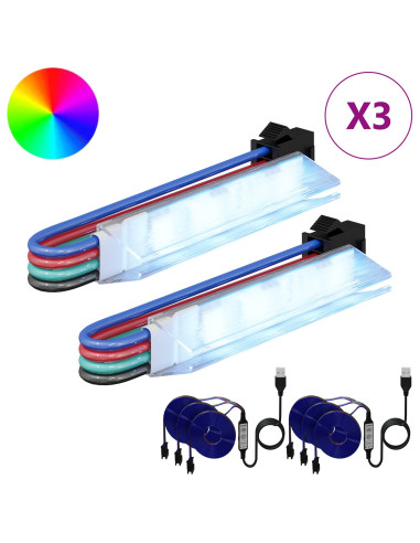Striscia LED 2 pcs Nero e Multicolore 1745 mm Rame e plastica