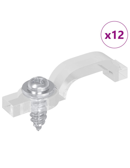 Clip per Striscia LED 12 pcs Trasparente 23,8 x 7,3 x 4,3 mm