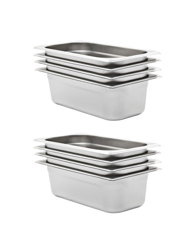 Contenitori Gastronorm 8 pz GN 1/3 100 mm in Acciaio Inox