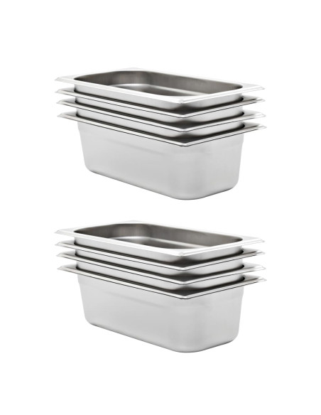 Contenitori Gastronorm 8 pz GN 1/3 100 mm in Acciaio Inox
