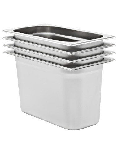Contenitori Gastronorm 4 pz GN 1/3 200 mm in Acciaio Inox