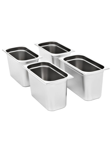 Contenitori Gastronorm 4 pz GN 1/3 200 mm in Acciaio Inox