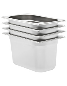 Contenitori Gastronorm 4 pz GN 1/4 150 mm in Acciaio Inox 2