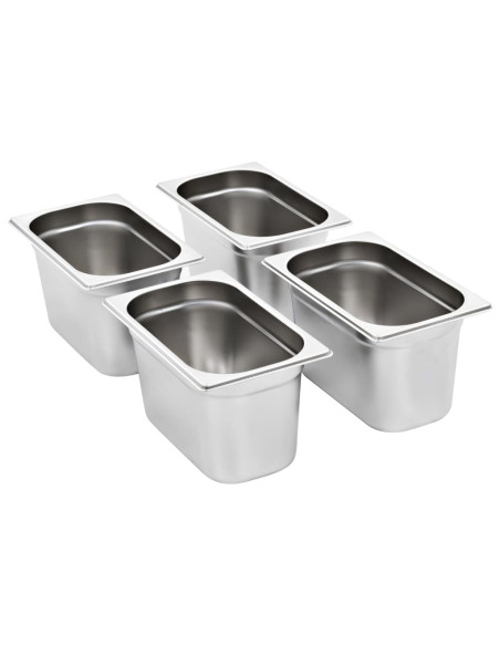 Contenitori Gastronorm 4 pz GN 1/4 150 mm in Acciaio Inox