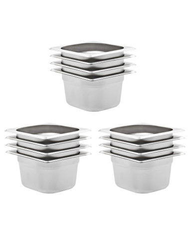 Contenitori Gastronorm 12 pz GN 1/6 100 mm in Acciaio Inox