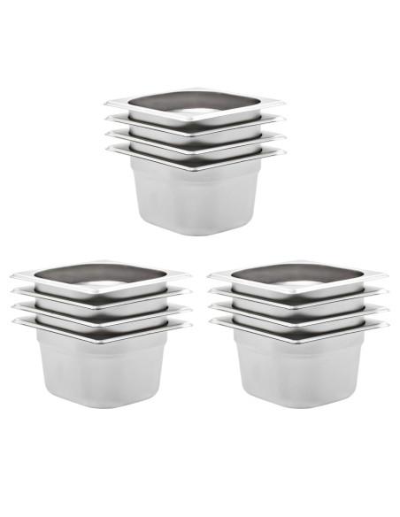 Contenitori Gastronorm 12 pz GN 1/6 100 mm in Acciaio Inox