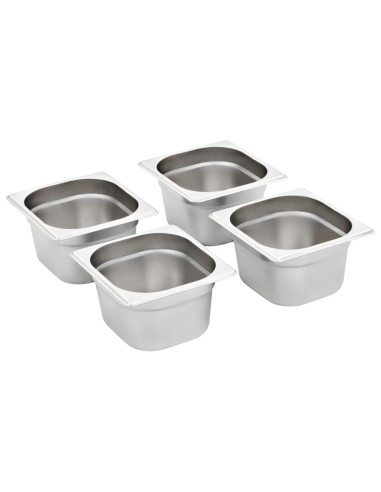 Contenitori Gastronorm 12 pz GN 1/6 100 mm in Acciaio Inox