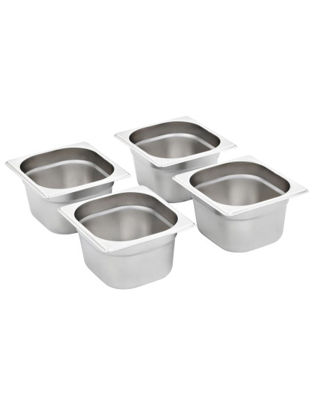 Contenitori Gastronorm 12 pz GN 1/6 100 mm in Acciaio Inox