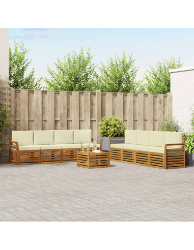 Set divani 9 pcs Naturale e Crema Legno di Acacia Massello