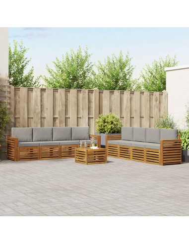 Set divani con cuscino 9 pcs Grigio Naturale e Chiaro