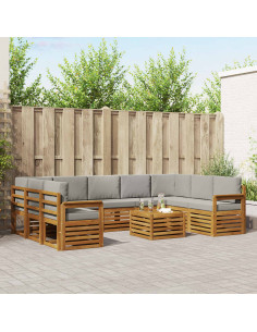 Set divani con cuscino 10 pcs Grigio Naturale e Chiaro