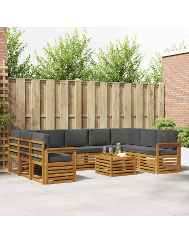 Set divani 10 pcs Naturale e Antracite Legno di Acacia Massello