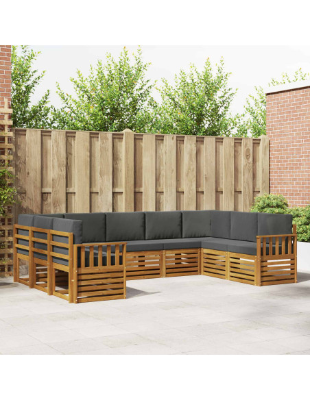Set divani 9 pcs Naturale e Antracite Legno di Acacia Massello