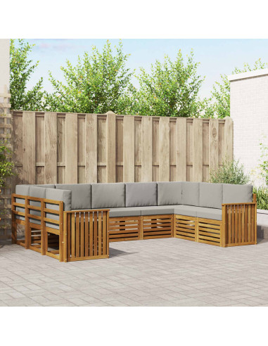 Set divani con cuscino 9 pcs Grigio Naturale e Chiaro