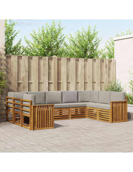 Set divani con cuscino 9 pcs Grigio Naturale e Chiaro