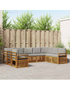 Set divani con cuscino 9 pcs Grigio Naturale e Chiaro