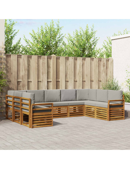 Set divani con cuscino 9 pcs Grigio Naturale e Chiaro