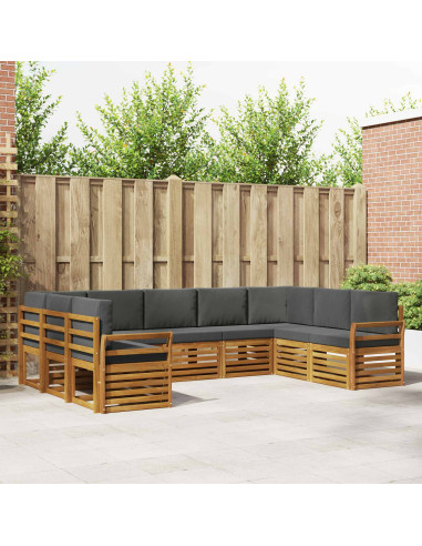 Set divani 9 pcs Naturale e Antracite Legno di Acacia Massello