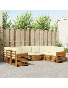 Set divani 9 pcs Naturale e Crema Legno di Acacia Massello
