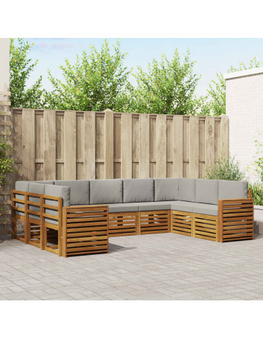 Set divani con cuscino 9 pcs Grigio Naturale e Chiaro